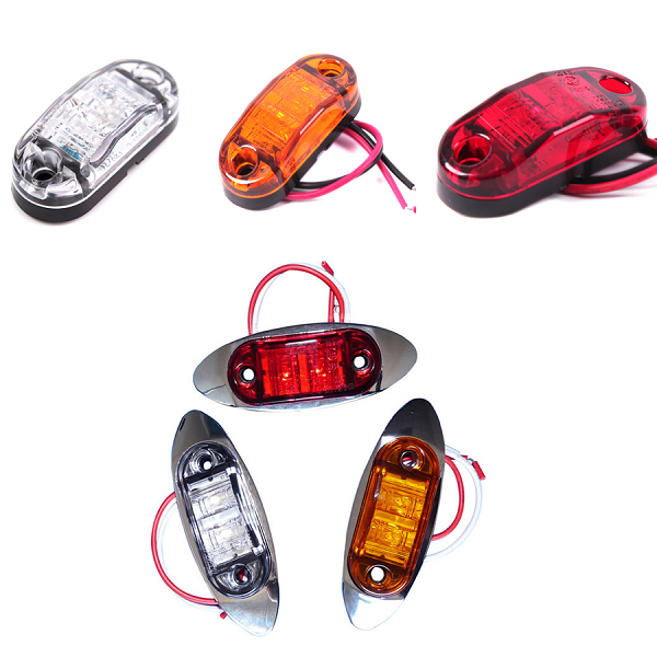 2.5 Inch Oval Piranha LED 2 Diodes Truck Trailer Side Marker Clearance Lights 2.5 Inch Oval Piranha LED 2 Diodes Truck Trailer Side Marker Clearance Lights